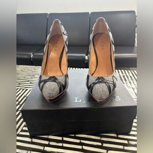 Authentic L.A.M.B. Women's Gray Peep Toe Heels-Retails $295